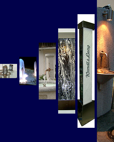 Wasserkreationen, Springbrunnenservice, Wasserdesign, Springbrunnen, Wasserbilder, Zimmerbrunnen, Wandbrunnen, Kunstobjekte aus Wasser Metall und Stein, Dekorbrunnen, Raumbefeuchter